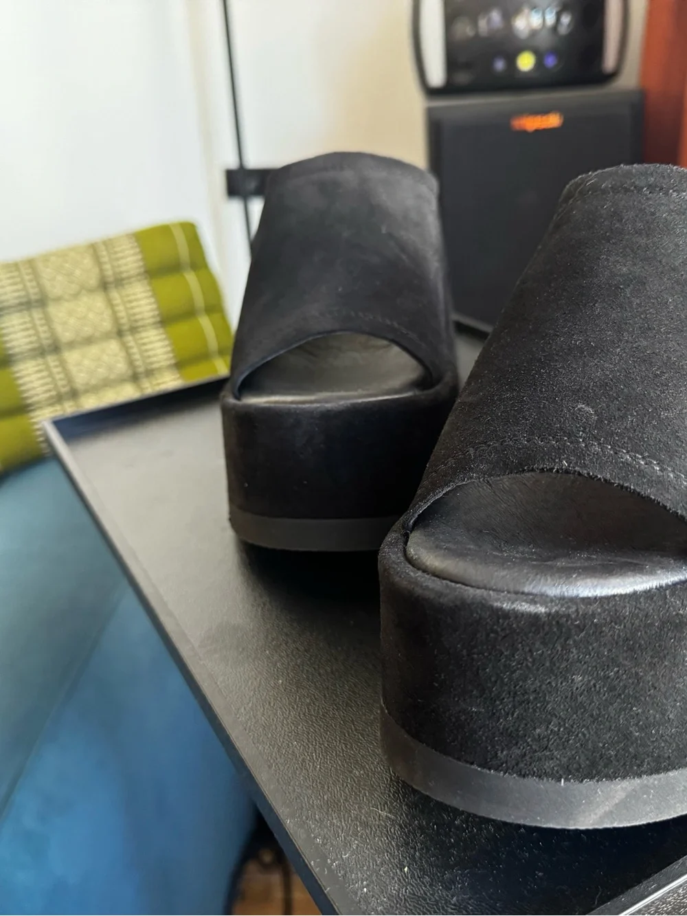 Free People avery black suede platform wedge 39/9 - NEVER WORN